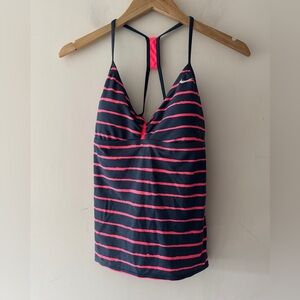 Nike Women Swim Black and Hot Pink Striped Tankini Top